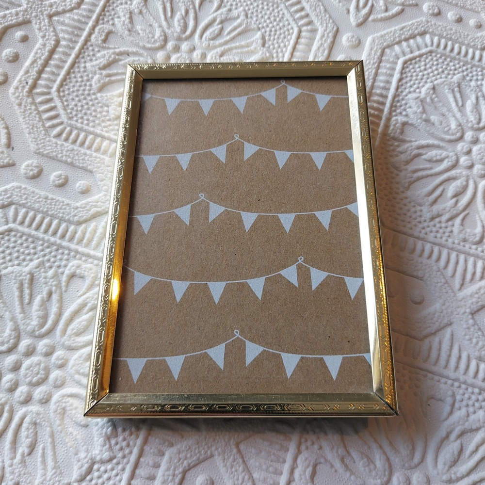 Decorel Gold Tone Metal 5x3.75 Ornate Embossed Tabletop Wall Picture Frame